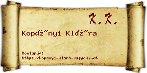Kopányi Klára névjegykártya