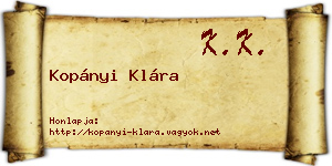 Kopányi Klára névjegykártya